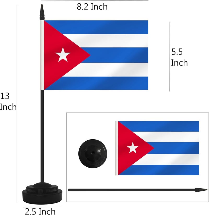 Yamiuo 2 Pack Cuba Desk Flag Set, Cuban Desktop Small Miniature Table Office Flag with 12" Black Pole and Black Base, Offices, Classroom, Home, Festival Decoration (Cuba) - Image 2